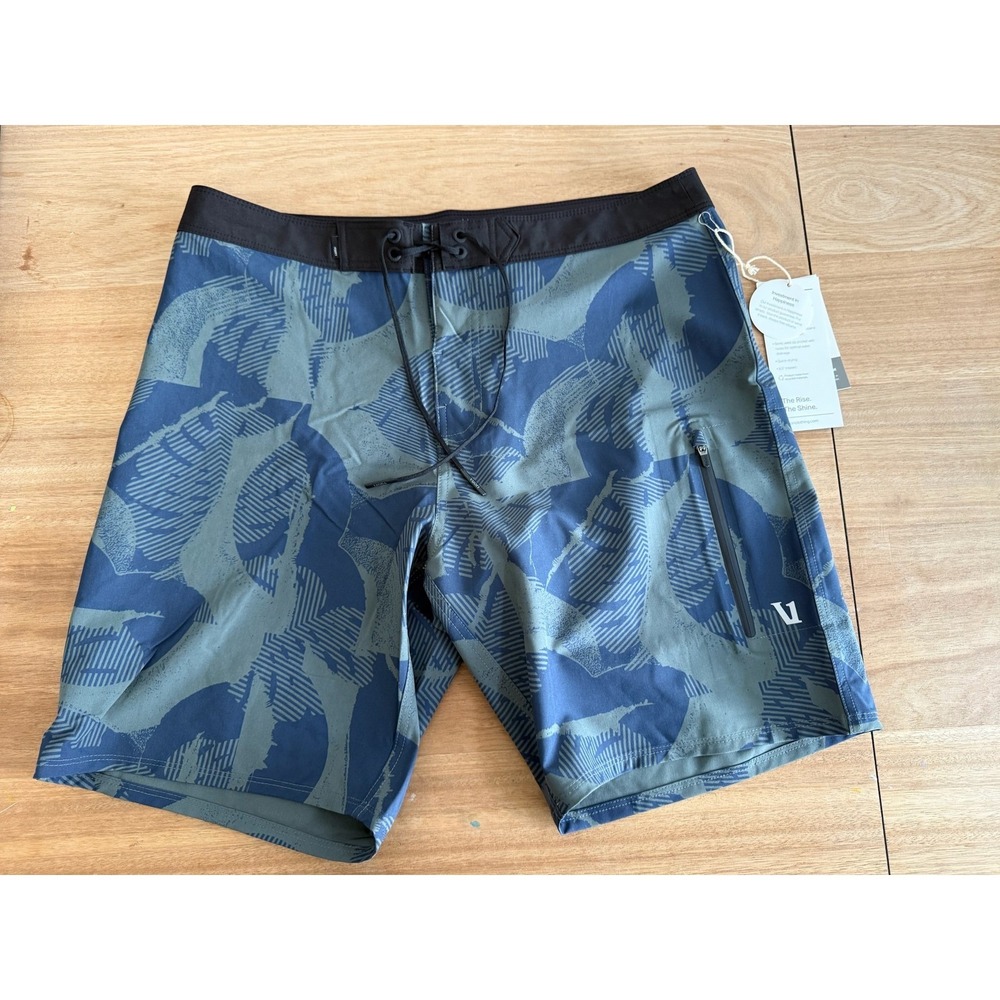 Vuori Infity Boardshorts Smoked Beryl Deco Blue Grey Mens 30 Swim Trunk New